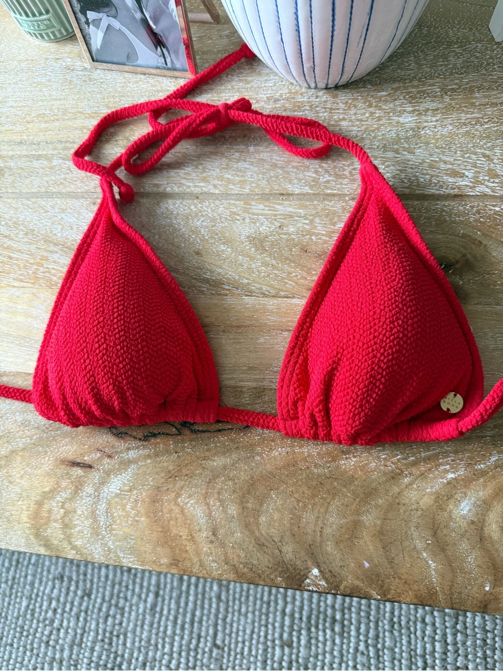 Billabong Red Textured Triangle Bikini Set - Picture 2 of 4